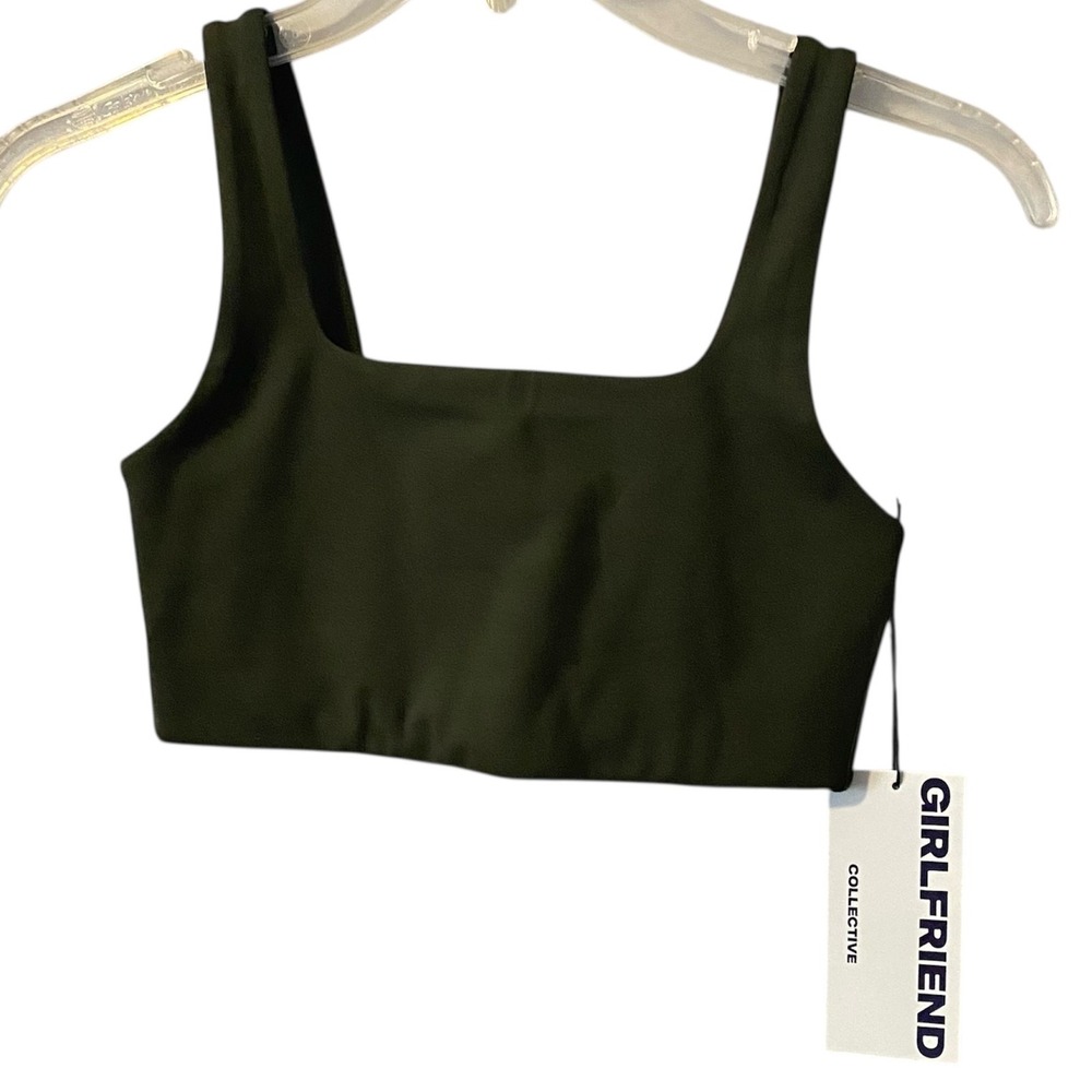 Girlfriend Collective Square Neck Sports Bra Olive Green Size‎ XS Activewear